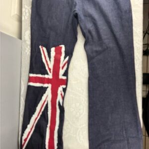Stylish Boot Cut Jeans with Union Jack Design